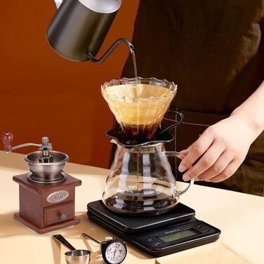 Manual Coffee Grinder Adjustable Coarseness Coffee Grinder Burr Grinder Coffee Bean Grinder Vintage Wooden Hand Grinder Handheld Coffee Grinder for Home Kitchen Office Camping Travel