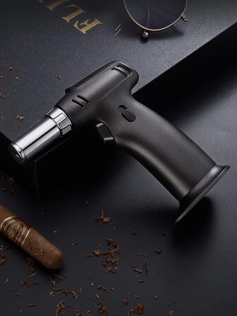 Кулінарний пальник-газовий обпалювач ibforcty, багаторазовий кухонний пальник з регулюванням полум'я та замком безпеки для десертів, крем-брюле та BBQ, чорний