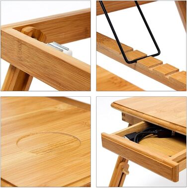 Столик для ноутбука BAKAJI: регульований, складний, 55x35x29 см