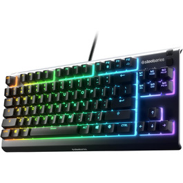 Клавіатура SteelSeries Apex 3 TKL RGB для геймінгу: компактний форм-фактор TKL, RGB підсвічування, захист від води та пилу, тихі перемикачі, Anti-Ghosting
