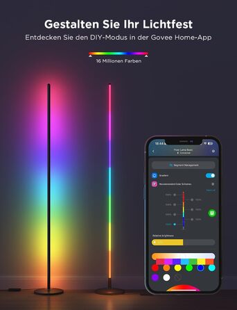 Govee LED-лампа настільна RGBIC з Wi-Fi, диммування, сумісна з Alexa та Google Assistant, 16 мільйонів кольорів, 58 режимів, музичний режим, DIY для ігор та спальні (чорний, 2 шт.)