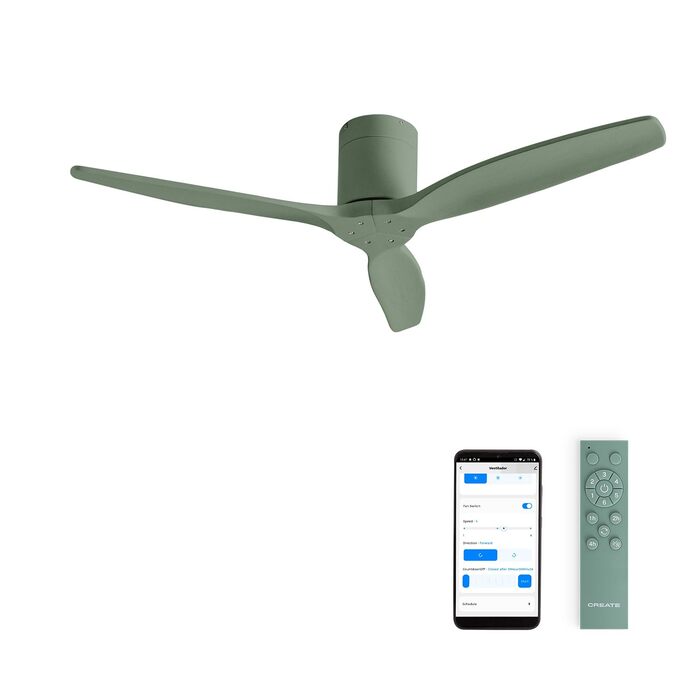 Вентилятор стельовий WINDCALM M з підсвіткою, ABS, 132 см, Wi-Fi, пульт, 40W, Salbeigrün