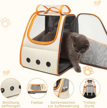 Рюкзак для кота/собаки, складаний, з вентиляцією, оранжево-білий