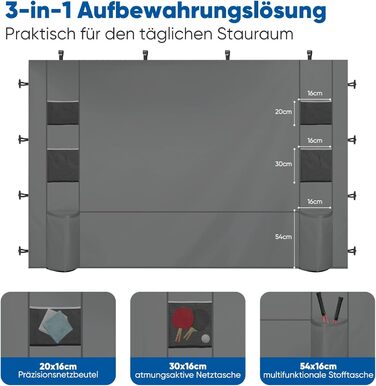Sekey 1PCS Side Walls for Gazebo 3x3 Waterproof, Winterproof with Storage Compartments, Side Walls for Gazebo Party Tent Garden Tent 3x3m, Grey