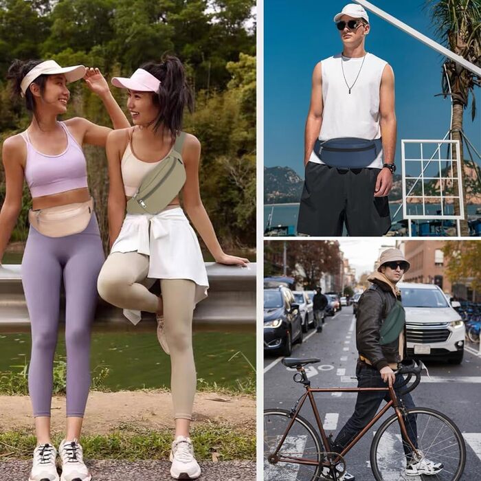 Поясна сумка на пояс для чоловіків та жінок з PU шкіри, спортивна сумка через плече, сумка на стегно для подорожей, піших прогулянок, дресирування собак, активного відпочинку (сірий)