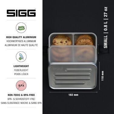 SIGG - Alu Lunchbox Plus - Lunchbox with Compartment - Award-Winning - Dishwasher Safe & Microwave Safe - Absolutely Leak-Proof - Feather-Light - BPA-Free