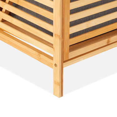 Relaxdays Bamboo Bathroom Shelf with Laundry Basket