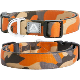Нашийник для собак JC HOUSE, М, помаранчевий камуфляж, регульований, з логотипом 3M, для собак середніх порід (обхват шиї 35-51 см)