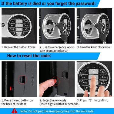 Міцний сейф Tresor Klein з кодовим замком, електронний настінний сейф Vankarr для дому, готелю, офісу, дітей, зберігання грошей, 23*17*17 см