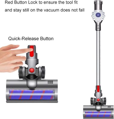 Електрична турбо-щітка Italdos для пилососів Dyson V7 V8 V10 V11 V12 V15 з LED-підсвічуванням та великими колесами