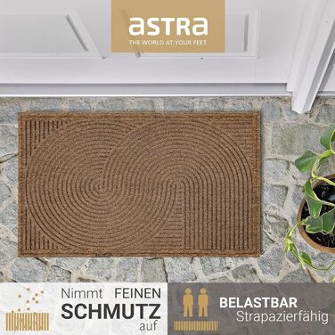 Придверний килимок Astra протибрудний та протиковзкий для вулиці, тераси та балкона, стійкий до погодних умов, 45x75 см, коричневий