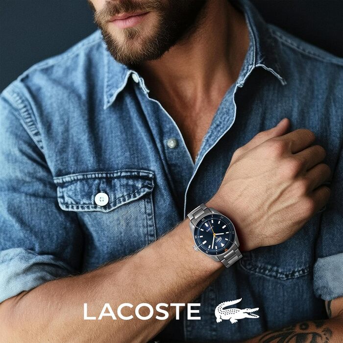 Годинник Lacoste Boston чоловічий, кварцовий, синій (сталь/шкіра)