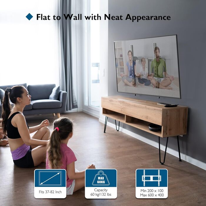 Настінний кріплення для телевізора BONTEC, нахилений, 37-82 дюйми, LED/LCD/OLED/Plasma, VESA 600x400, 60 кг