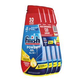 Рідкий засіб для посудомийних машин Finish Powergel, мультифункціональний, з лимоном, віджирюючий ефект, 120 мийок (4 упаковки по 600 мл)