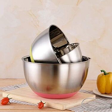 Набір мисок з нержавіючої сталі FAB4HOME (1.5L, 3L, 5L) з силіконовим дном та виливом - 3 шт.