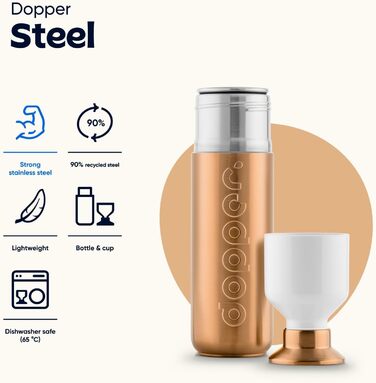 Пляшка для води з нержавіючої сталі 490 мл, герметична, BPA-free, спортивна, бронзова