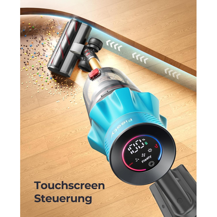 Бездротовий акумуляторний пилосос Fieety 8-в-1, 50kPa, 600W, 65 хв, 1.6л, без мішка, з антизаплутуванням волосся, насадка для диванів, станція зарядки, для шерсті тварин, килимів, твердих поверхонь, авто