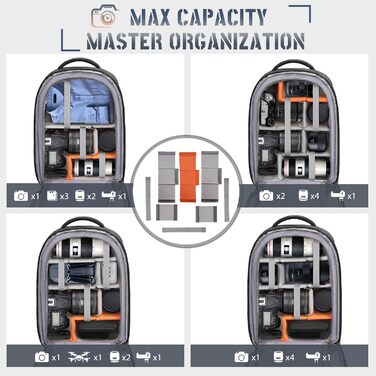 Рюкзак для фотокамери RAINSMORE: водонепроникний, з захистом від дощу, для DSLR/SLR, з відділенням для ноутбука, чорний