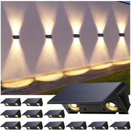 Сонячна вулична лампа IIRARA для саду, балкону, тераси, сходин. 4 LED, IP67, вологостійка, тепле біле світло, набір 4 шт.