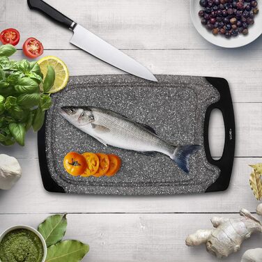 Набір з 3-х обрізних дощок Famiry: пластик, антиковзаюча поверхня, з ручкою, сафтові канавки, BPA-free, придатні для миття в посудомийній машині