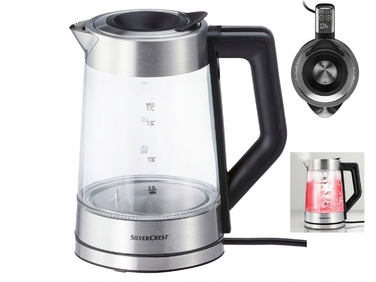Електричний чайник SilverCrest SWGD 3000 A2, 3000 Вт, 1,7 л, сріблястий/сірий