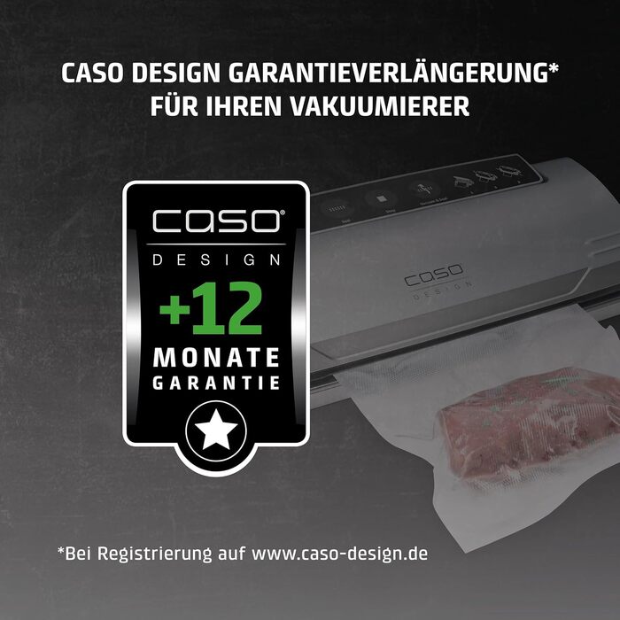Вакуумний пакувальник CASO VC10 - для зберігання продуктів до 8 разів довше, міцна швейна лінія 30 см, в комплекті 10 професійних фольгованих пакетів