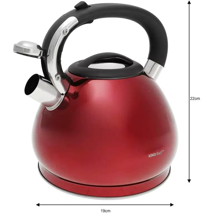 Чайник King Hoff з нержавіючої сталі та бронзи, 3.4 л, KH-1213 (червоний)