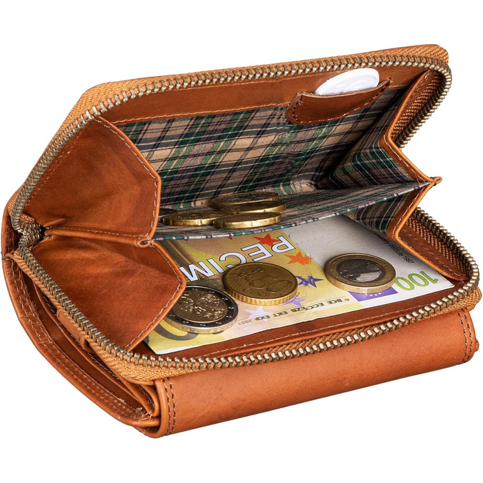 Benthill Women's Wallet Genuine Leather - Compact Leather Wallet with Plenty of Space - High-Quality Women's Wallet with Many Compartments, Color: Brown
