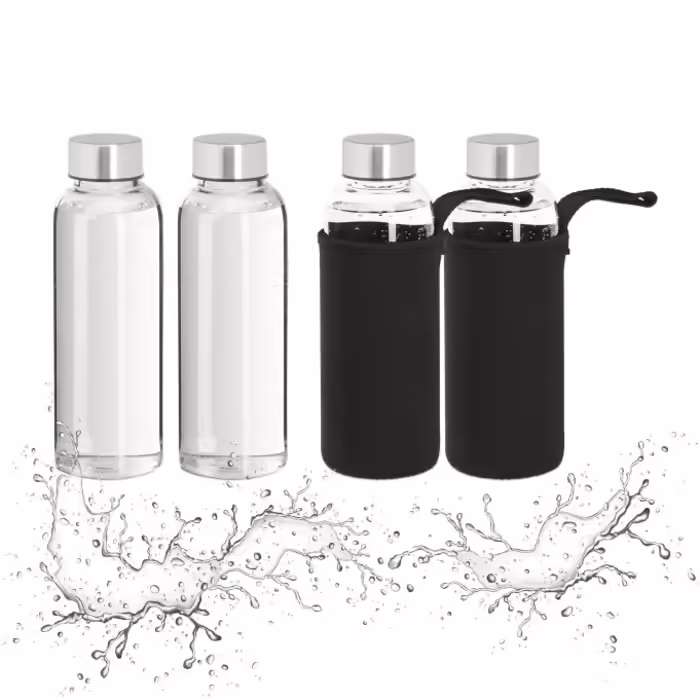 Relaxdays Glass Water Bottle with Cover