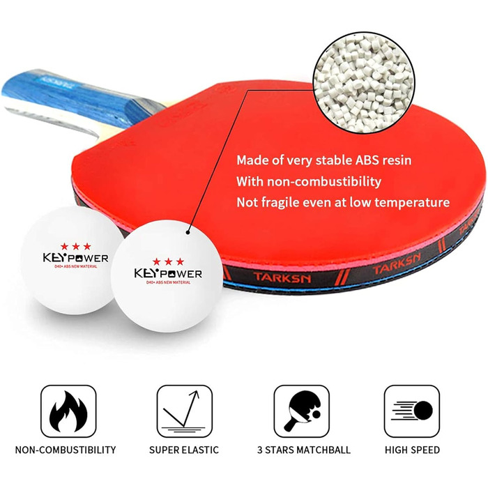 100PCS 3-Star Table Tennis Balls - Professional ABS Resin Ping Pong Balls for Training, Clubs, Adults & Kids
