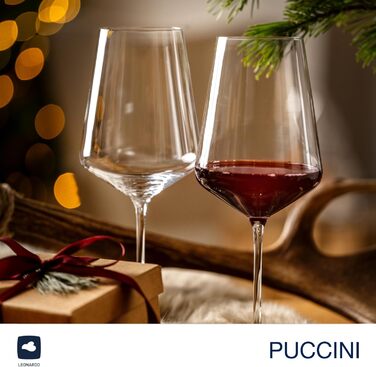 Набір келихів для червоного вина LEONARDO HOME PUCCINI 6 шт, 750 мл, ударостійке скло, для посудомийної машини, з серветкою