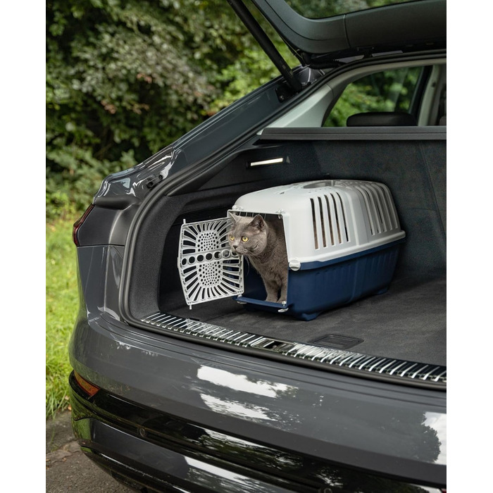 Транспортний бокс для собак Lionto, 55x36x36 см, з ручкою, для собак та котів, до 15 кг, синій