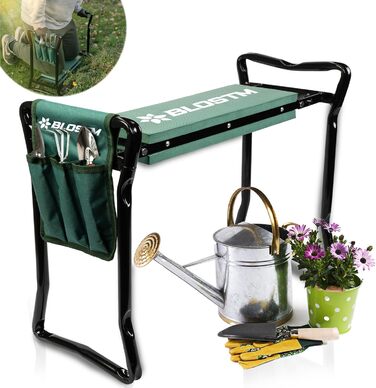 BLOSTM 2-in-1 Garden Kneeler and Seat – foldable, portable garden kneepads & garden stool with handles, thick soft foam cushion, high load capacity (up to 150 kg)
