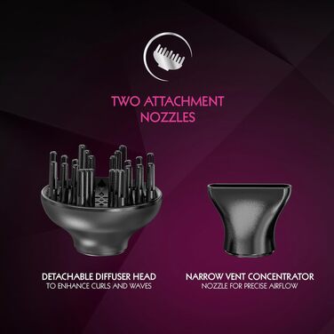 Фен для волосся WAHL Power Shine Dryer: 3 температурних та 2 швидкісних режими, функція холодного обдуву Cool Shot, швидке сушіння та стайлінг кучерявого волосся