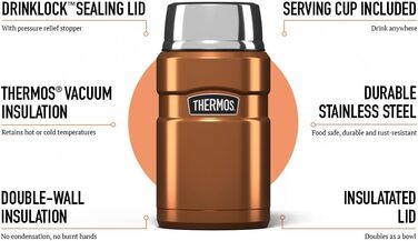 Термос з нержавіючої сталі, 710 мл, малинового кольору (мідний)