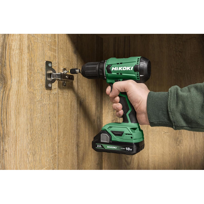 Акумуляторний дриль-шурупокрут HiKOKI DS18DA (18V, Li-Ion, 50 Нм, 20-рівневе регулювання крутного моменту, LED, у транспортному кейсі, з 2x 2.0 Ah акумуляторами та зарядним пристроєм)