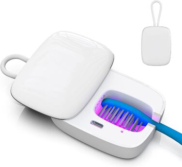 Toothbrush Covers, Portable Toothbrush Holder with Cleaning Light, Rechargeable Travel Toothbrush Box with Holder for Home and Travel or Business Trips (White)