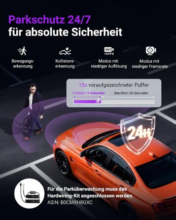 Автомобільний відеореєстратор VANTRUE S1 Pro 2.7K 60FPS з нічним баченням STARVIS 2, прихований монтаж