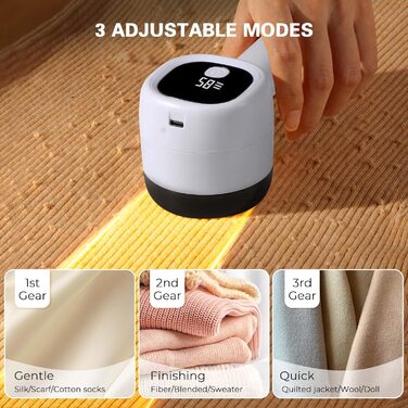 Електричний видальник ворсу Diboniur з 3 рівнями потужності, LCD-дисплеєм та змінними лезами