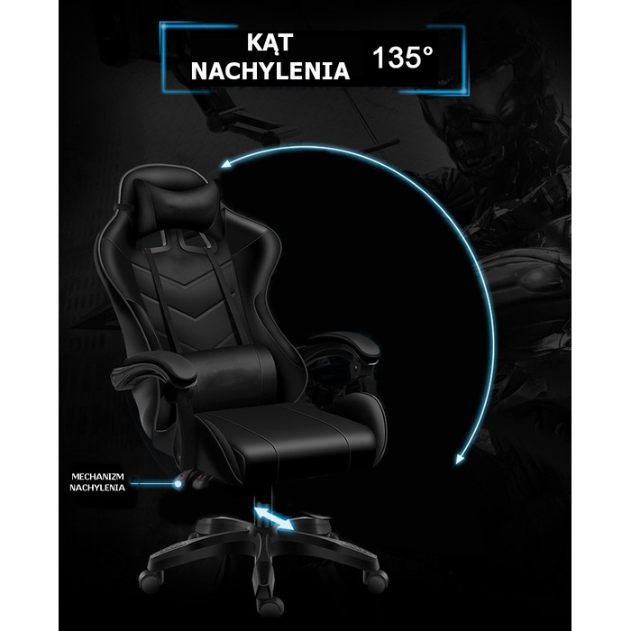 Ігрове крісло GT-EXTREME FG-PRS-L-LED-012, штучна шкіра, чорно-сіре