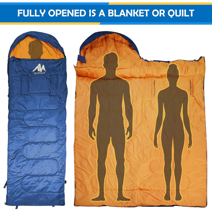 Спальний мішок Outdoor Deckenschlafsack Koppelbar, 5-15°C, 220x80 см, для дорослих, для кемпінгу, трекінгу, риболовлі та подорожей, водонепроникний, ліва блискавка