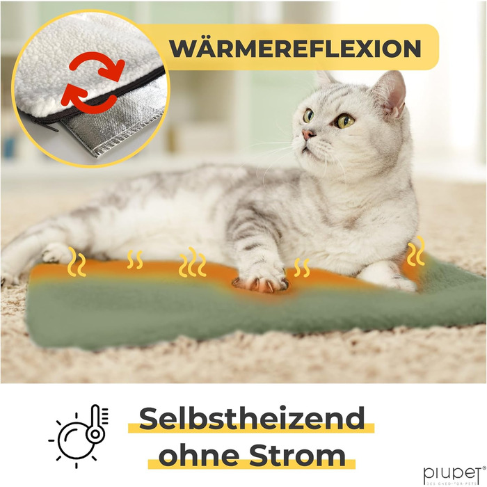 Самогріюча ковдра для собак PiuPet® 90x60 см: тепла, флісова, біла, для собак та котів