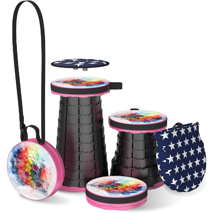 Складний стільчик Alevmoom 2024 з подушкою, для кемпінгу, подорожей, риболовлі. Міцний, витримує до 200 кг, телескопічний, регульований.