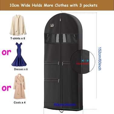 Чохол для одягу URMI, міцний, для подорожей, 2 шт. (24'x 43.3') з 3 кишенями для сорочок, пальто, курток та суконь