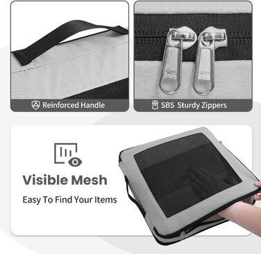 Набір кубиків-органайзерів для подорожей Prezon: 6 шт, сірий, з розширюваним сітковим вікном