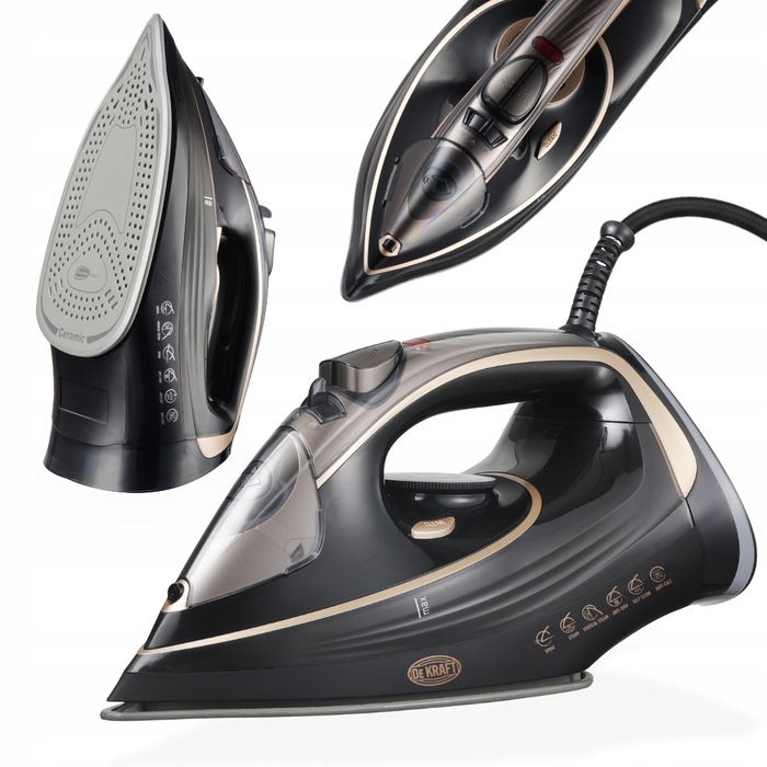 Парова праска DeKraft DE902 3200W з керамічною підошвою, функціями auto-clean та anti-calc