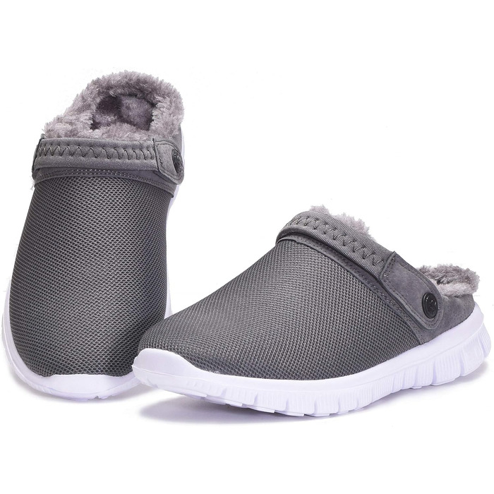Тапочки-клоги Eagsouni для дому та саду, зимові, теплі, з плюшевою підкладкою, антиковзаючі, сірі, 44 EU