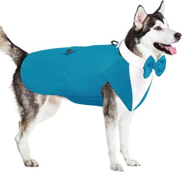 AOFITEE Dog Grooming Dog Suit & Bandana Set, Dog Wedding Party Suit Dog Bow Tie Shirt Vest, Pet Suit Costume Dog Clothes with Detachable Bow Tie for Halloween, Christmas (XL, Turquoise)