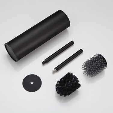 Підлогова щітка для унітазу DAZI, чорна матова, з 2 щітками для глибокого очищення, захист від бризок та засмічень