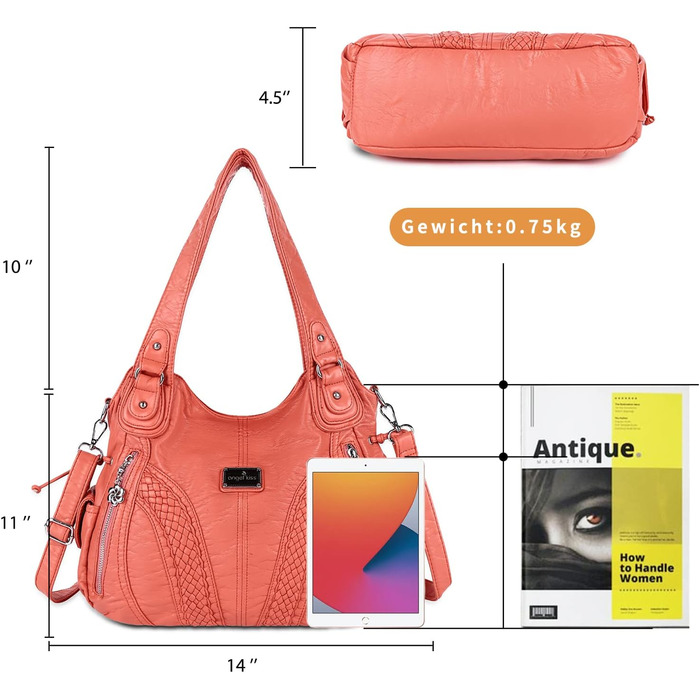Сумка жіноча AngelKiss через плече, водонепроникна PU шкіра, коралова - багатофункціональна сумка-месенджер